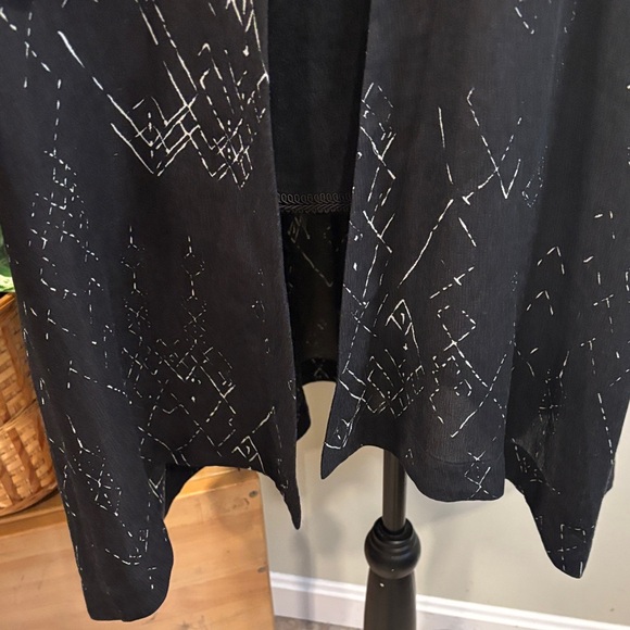 Eileen Fisher Black Printed Silk Tencel Marrakesh Kimono - Picture 8 of 11